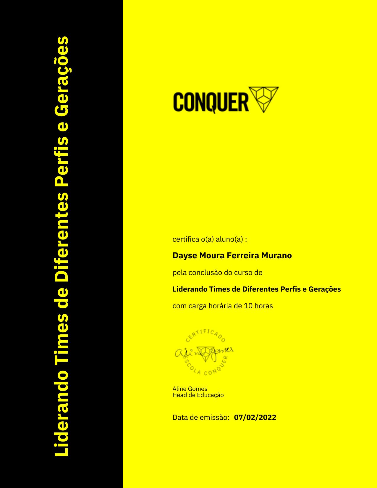 Certificado de Liderando Times de Diferentes Perfis e Gerações